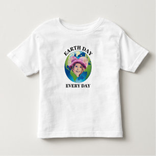 Custom planet heart photo Earth day every day Toddler T-Shirt