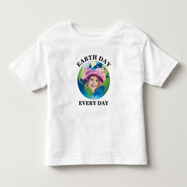 Custom planet heart photo Earth day every day Toddler T-Shirt (Front)