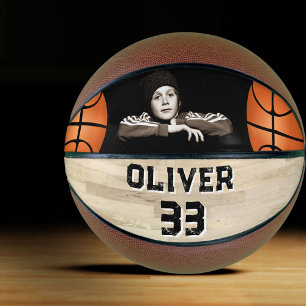 Custom Player Name Number Court Wood Floor Photo Basketball