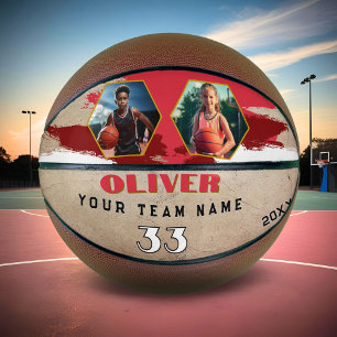 Custom Player Name Number Team 2 Photo Basketball