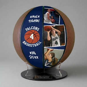 Custom Player Photo, Number and Team Navy Blue Basketball