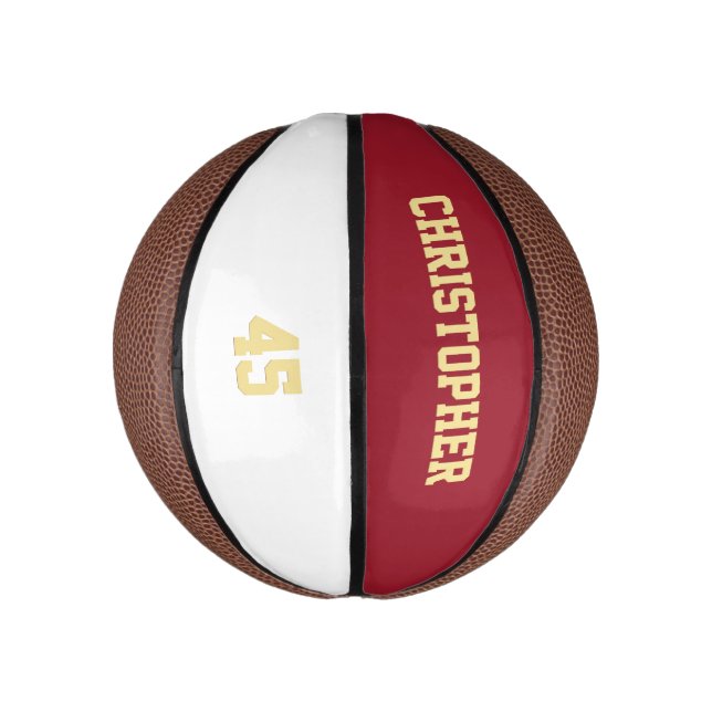 Custom Player Team Club Name Number Monogrammed Mini Basketball (Vertical)