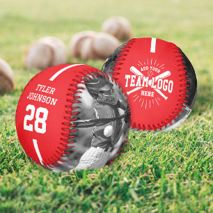 Custom Player Team Logo 2 Photo Red Baseball