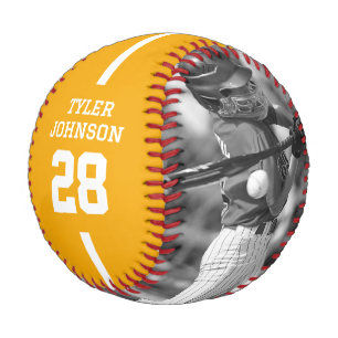 Custom Player Team Logo 2 Photo Yellow Baseball
