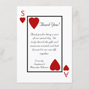 Custom Playing Card Vegas Wedding Thank You Notes