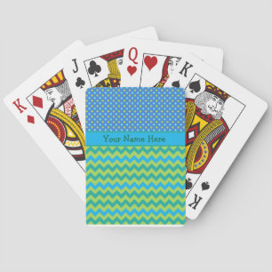 Custom Playing Cards, Blue Moons Chevrons Cards