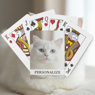 Custom playing cards white cat with blue eyes