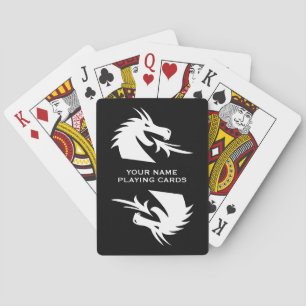 Custom playing cards with two dragon heads logo