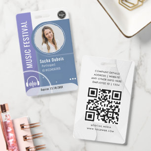 Custom Playlist QR Code Music Lover Event Name ID Badge