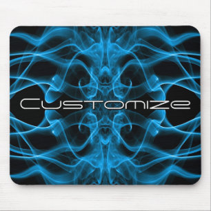 Custom Plumes of Blue Smoke on Black Mouse Pad