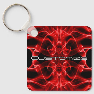 Custom Plumes of Red Smoke on Black Key Ring