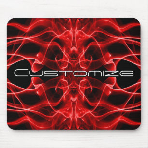 Custom Plumes of Red Smoke on Black Mouse Pad
