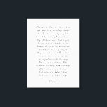 Custom Poem Print on Canvas<br><div class="desc">Add your favourite poem or verse to this high quality gallery wrap canvas. Customise the text,  font and size to make a memorable gift for yourself or loved one to admire and be inspired for years to come.</div>