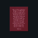 Custom Poem Print on Canvas<br><div class="desc">Add your favourite poem or verse to this high quality gallery wrap canvas. Customise the text,  font and size to make a memorable gift for yourself or loved one to admire and be inspired for years to come.</div>