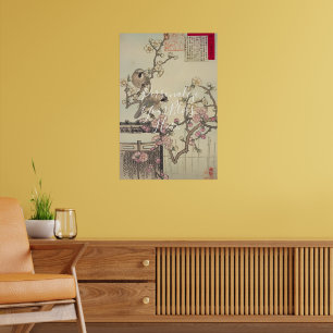 CUSTOM Poetic Japanese Birds & Plum Blossom Art Poster