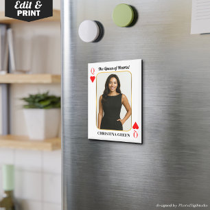 Custom Poker Card with Photo, Queen of Hearts Magnet