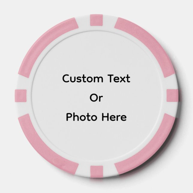 Custom Poker Chips, Pink Striped Edge Chips (Front)