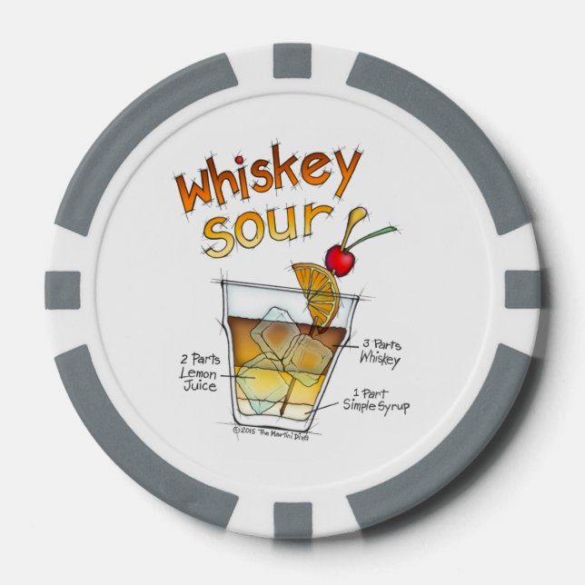 CUSTOM POKER CHIPS - WHISKEY SOUR RECIPE COCKTAIL (Front)