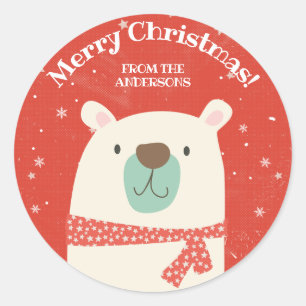 Custom Polar Bear Christmas Classic Round Sticker