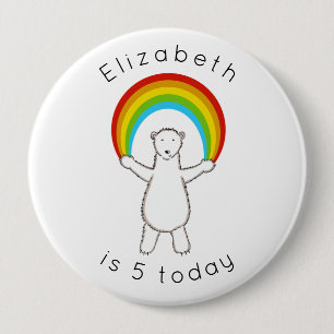 Custom Polar Bear & Rainbow Age Button Badge