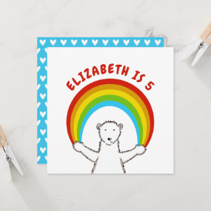 Custom Polar Bear & Rainbow Birthday Invitation