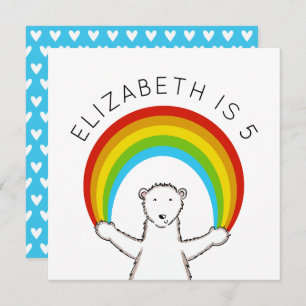 Custom Polar Bear & Rainbow Birthday Invitation