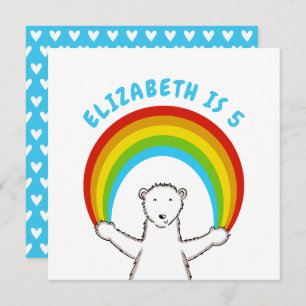 Custom Polar Bear & Rainbow Birthday Invitation