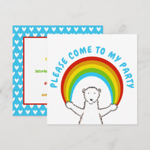 Custom Polar Bear & Rainbow Birthday Invitation