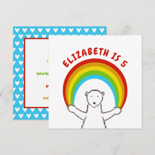 Custom Polar Bear & Rainbow Birthday Invitation