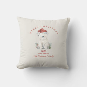 Custom polar bear watercolor Christmas vibe gift Cushion