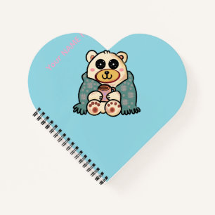 Custom Polar Bear with Coffee   Cute Winter Art Notebook