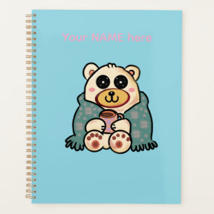 Custom Polar Bear with Coffee Cute Winter Art Pl Planner