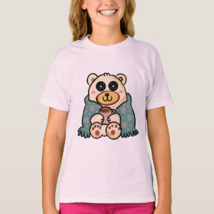 Custom Polar Bear with Coffee   Cute Winter Art T-Shirt