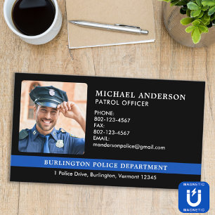 Custom Police Department Law Enforcement Photo Magnetic Business Card