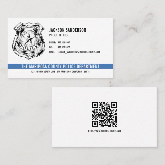 Custom Police Department Law Enforcement QR Code Business Card (Front/Back)