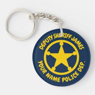 Custom police department star keychain for kids