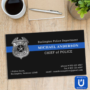 Custom Police Department Thin Blue Line Flag Logo Magnetic Business Card