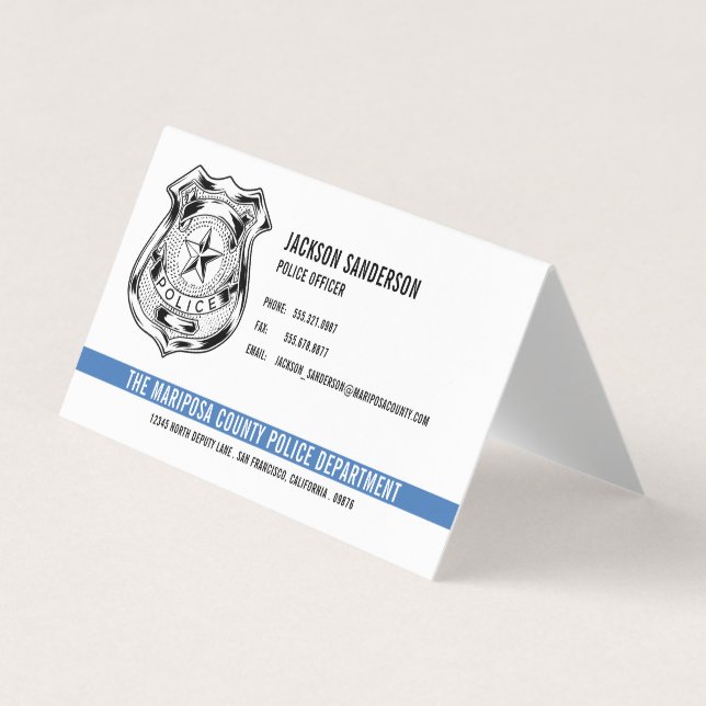 Custom Police Department Thin Blue Line Logo Business Card (Front)