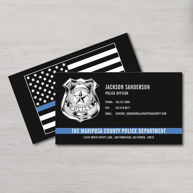 Custom Police Department Thin Blue Line Logo Business Card (Custom Police Department Thin Blue Line Logo Business Card)