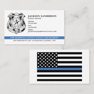 Custom Police Department Thin Blue Line Logo Business Card