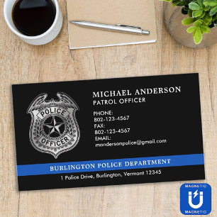 Custom Police Department Thin Blue Line Logo Magnetic Business Card