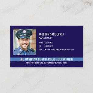 Custom Police Department Thin Blue Line Photo Business Card