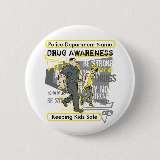 Custom Police Drug Awareness 6 Cm Round Badge (Front)