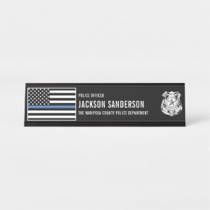 Custom Police Officer Department Thin Blue Line Desk Name Plate