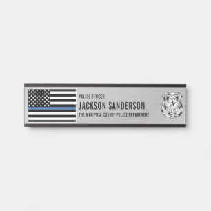 Custom Police Officer Department Thin Blue Line Door Sign