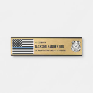 Custom Police Officer Department Thin Blue Line Door Sign