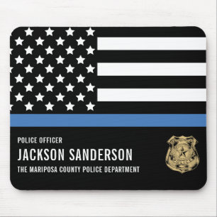 Custom Police Officer Department Thin Blue Line Mouse Pad