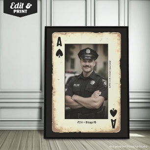 Custom Police Officer Gift Wall Art, Ace of Spades Poster
