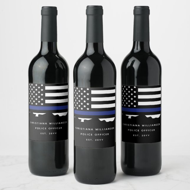 Custom Police Officer Police Academy Graduation  Wine Label (Bottles)
