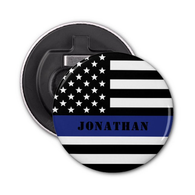Custom Police Officer Thin Blue Line Police Dept. Bottle Opener (Front)